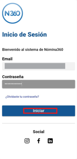 Pantalla de inicio de sesión con la nueva contraseña