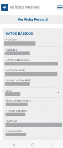 Detalle de la ficha personal del empleado