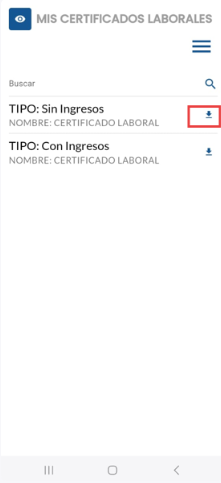 Icono de descarga del certificado laboral sin ingresos