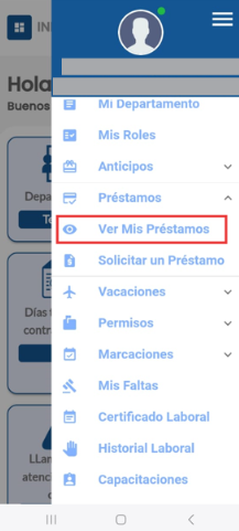 Acceso a Ver Mis Préstamos desde el menú