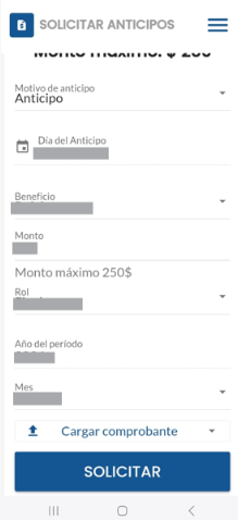 Formulario de solicitud de anticipo
