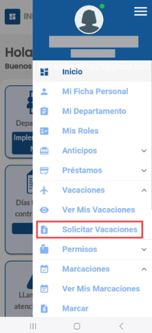 Botón Solicitar Vacaciones
