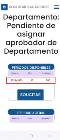 Listado de períodos disponibles para tomar vacaciones