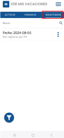 Listado de vacaciones solicitadas con sus detalles