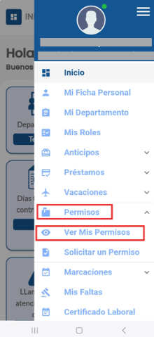Acceso a Ver Mis Permisos desde el menú