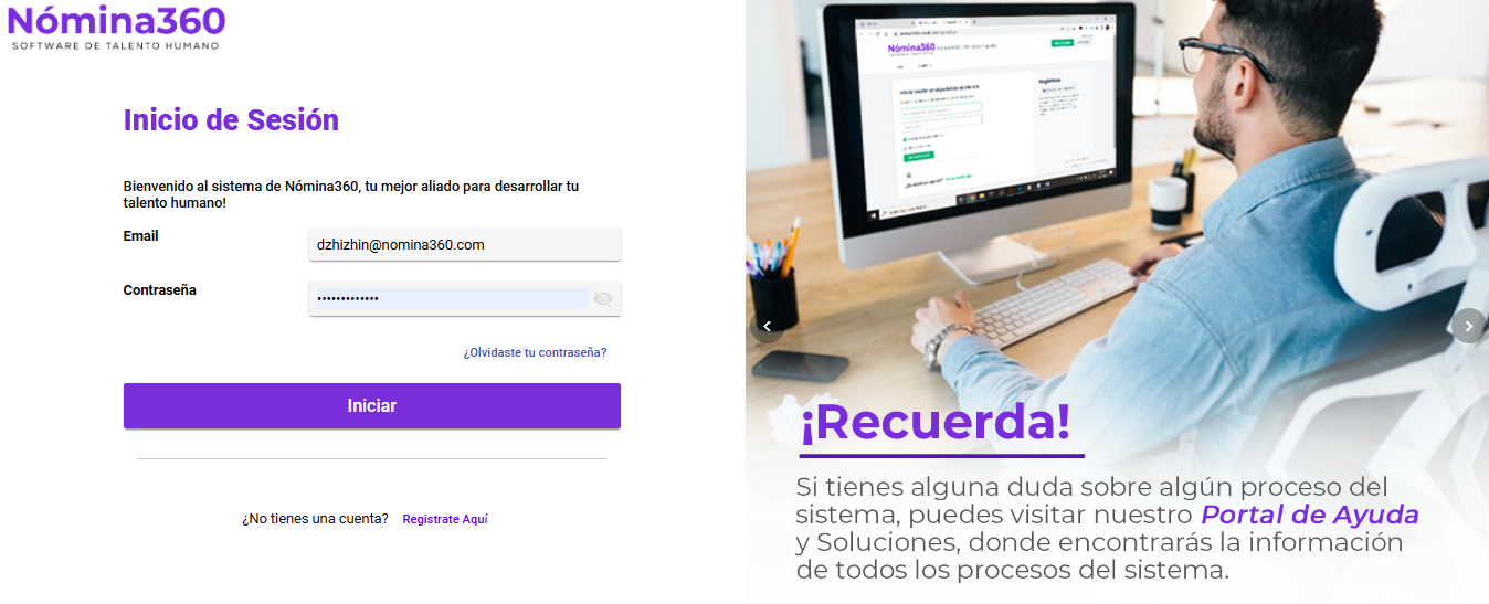Pantalla de inicio de sesión nuevamente solicitando credenciales