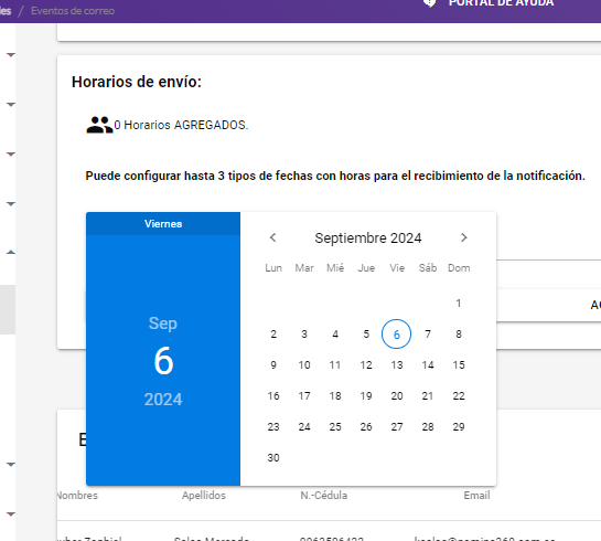Botón Agregar para confirmar el horario configurado