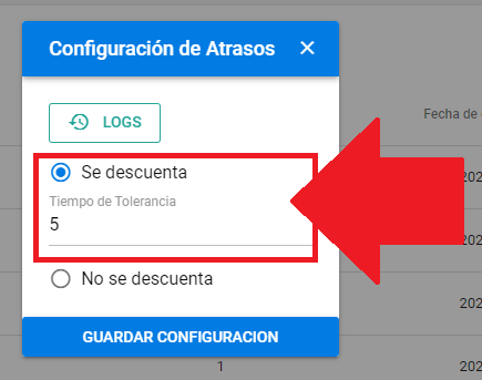 Campo de tiempo de tolerancia para atrasos
