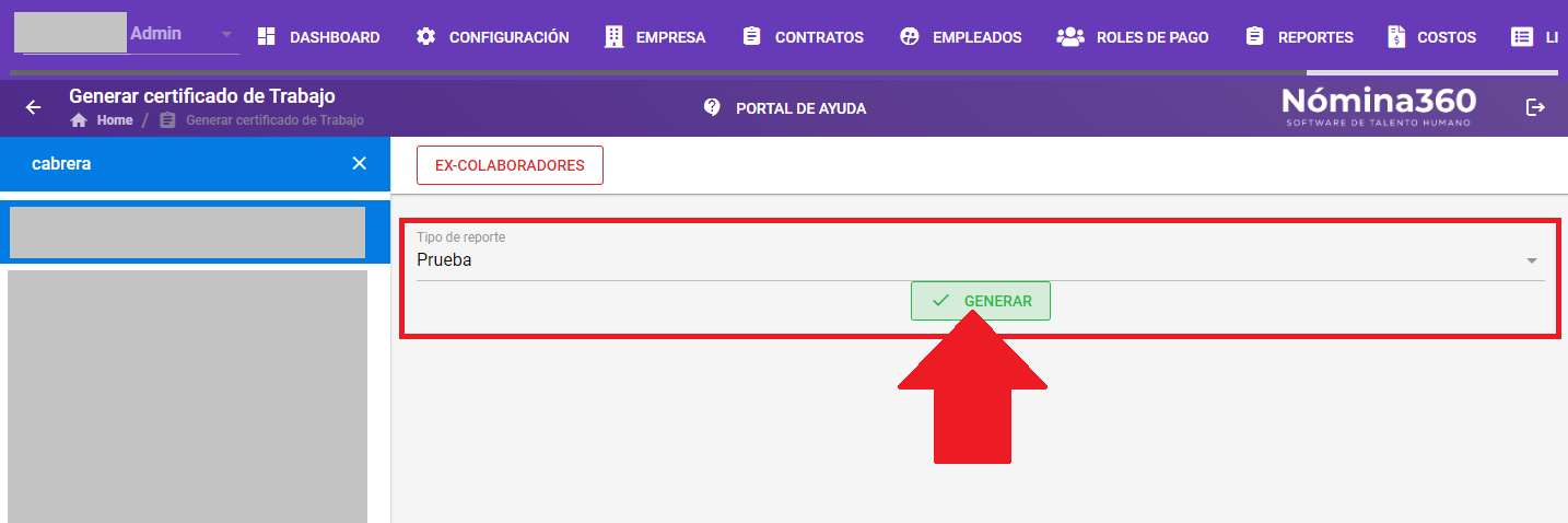 Generación de un certificado laboral con la firma configurada