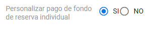 Selección de personalización del fondo de reserva individual