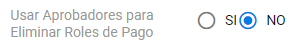 Activación de aprobadores para eliminar roles de pago