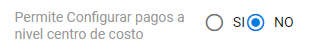 Selección de pagos a nivel de centro de costo