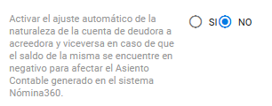 Selección de ajuste automático de naturaleza de cuenta
