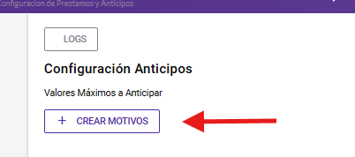 Botón Crear Motivos en la pantalla de configuración