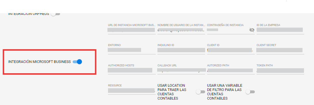 Configuración de integración con Microsoft Business Central