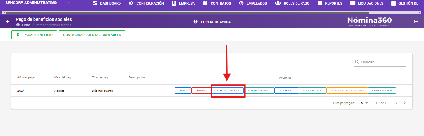 Acceso al Reporte Contable