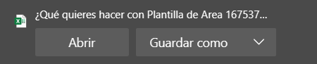 Plantilla Excel de Área descargada