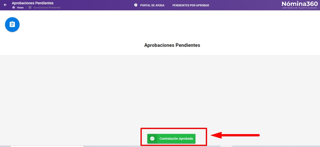 Notificación de contrato aprobado con éxito