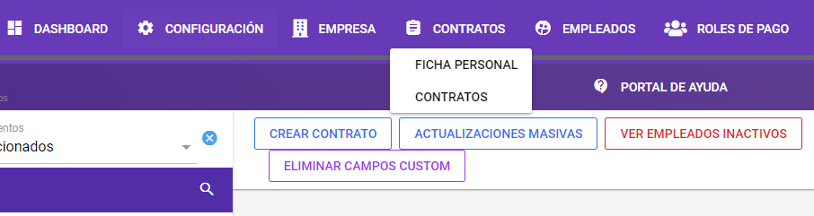 Ruta Contratos → Contratos en el menú principal