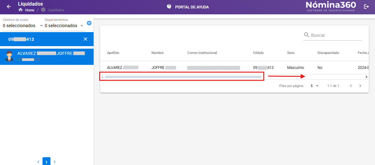 Barra horizontal desplazada hacia la derecha