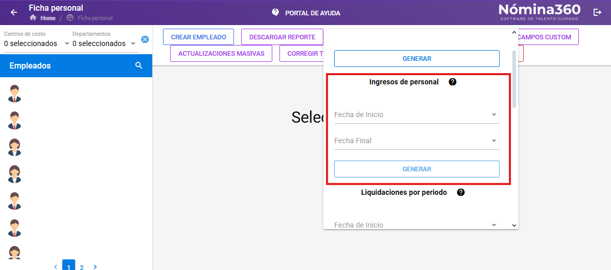 Reporte que solicita rango de fechas