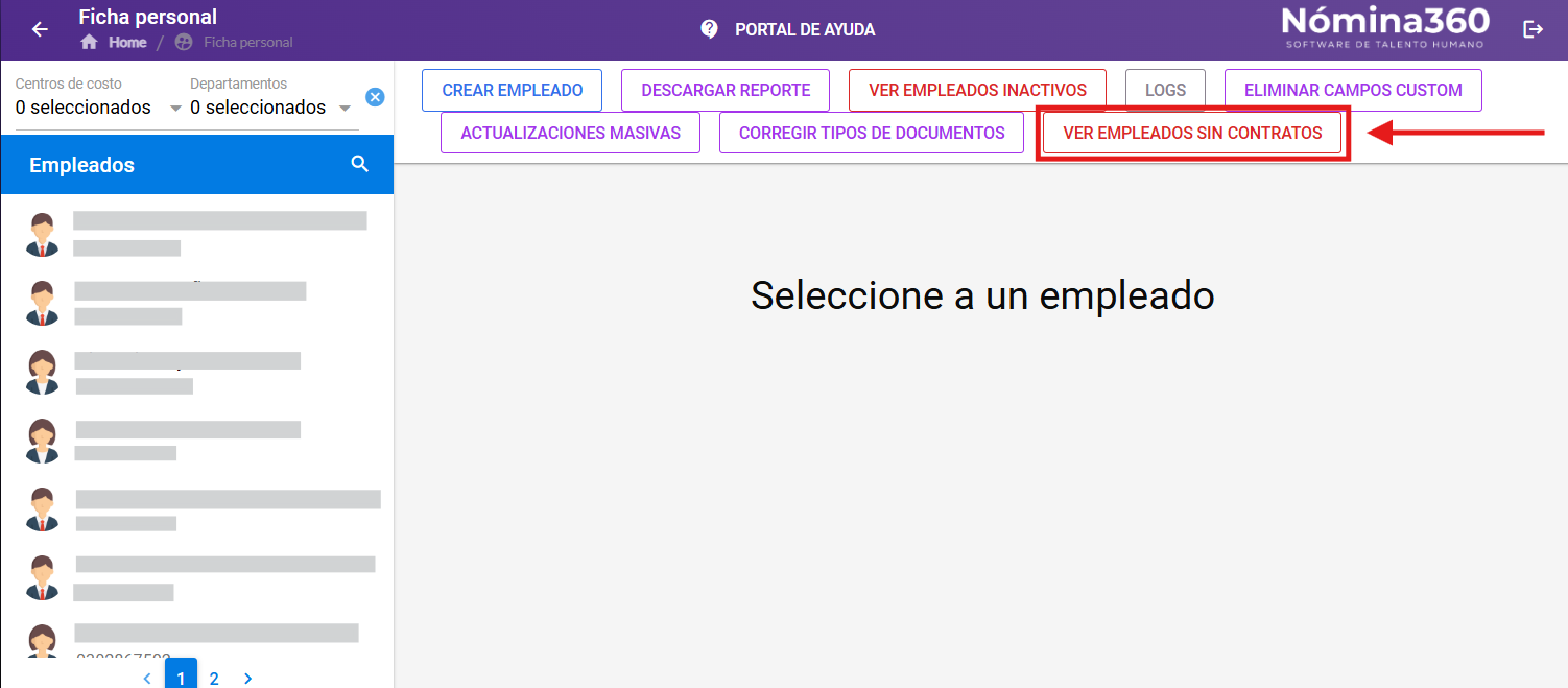 Listado de empleados sin contrato