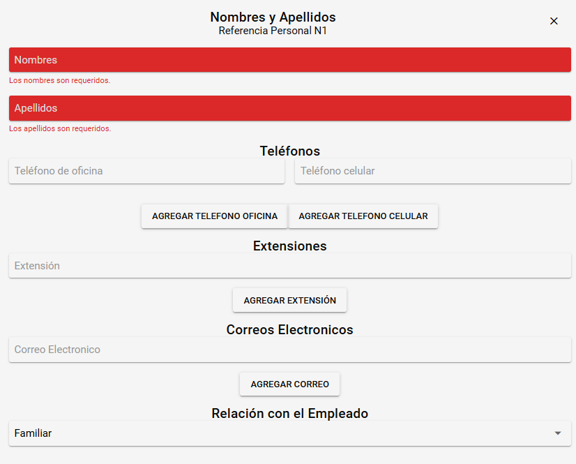 Botón Agregar Referencia Personal