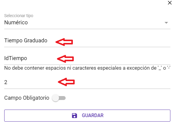 Configuración del campo de tipo Numérico