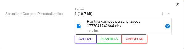 Carga del archivo de campos personalizados