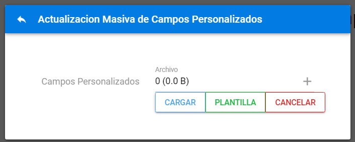 Pantalla de carga masiva de campos personalizados de contratos