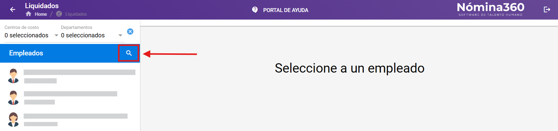 Cuadro de búsqueda de empleados inactivos
