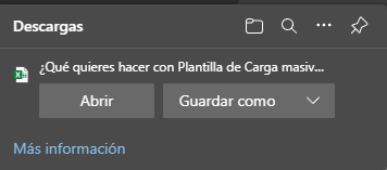 Cuadro de diálogo para abrir o guardar la plantilla