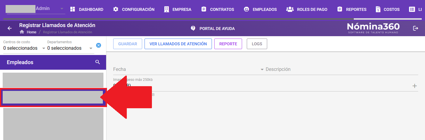 Selección del empleado para el llamado de atención
