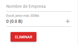 Campos Nombre de la empresa y Archivo del servicio complementario