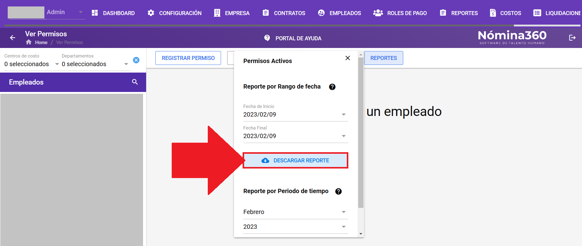 Botón Descargar Reporte en el reporte por rango de fechas