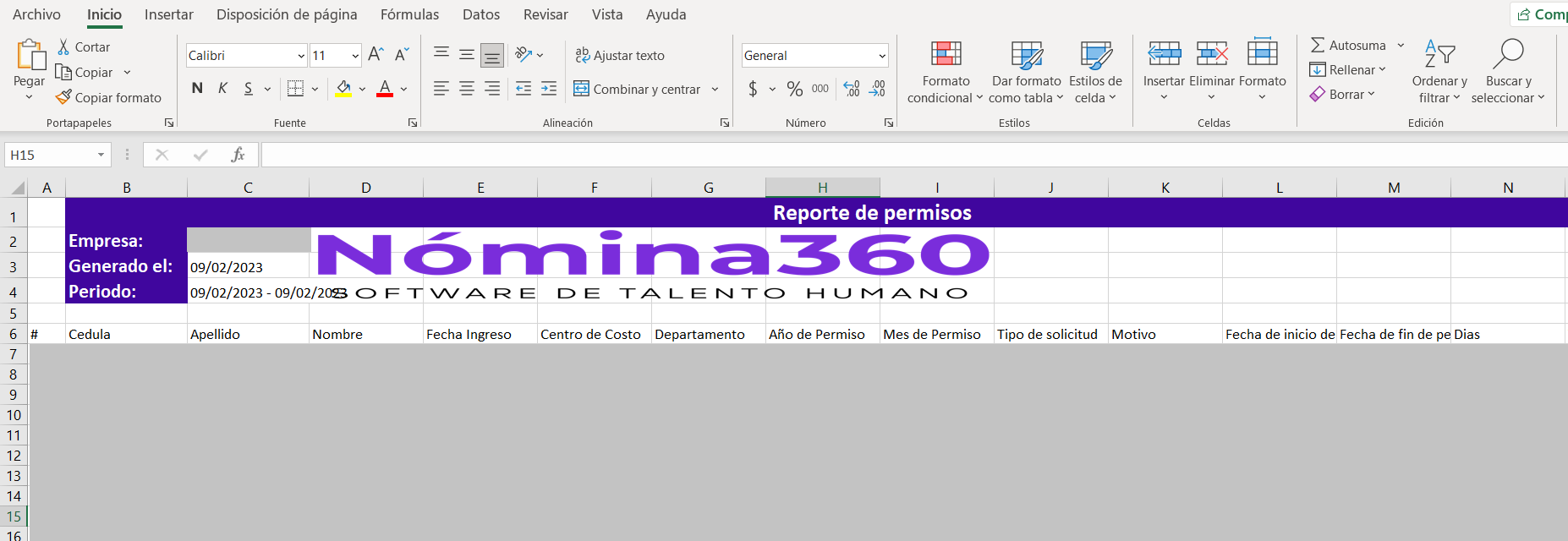 Reporte de permisos por rango de fechas descargado