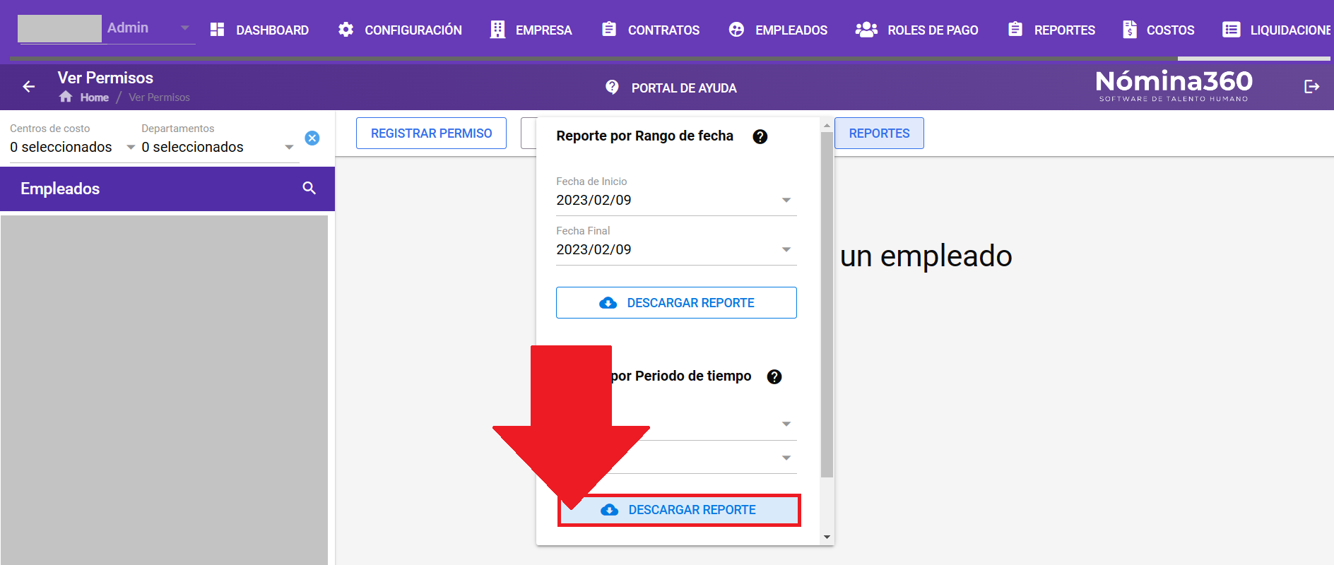 Botón Descargar Reporte en el reporte por período