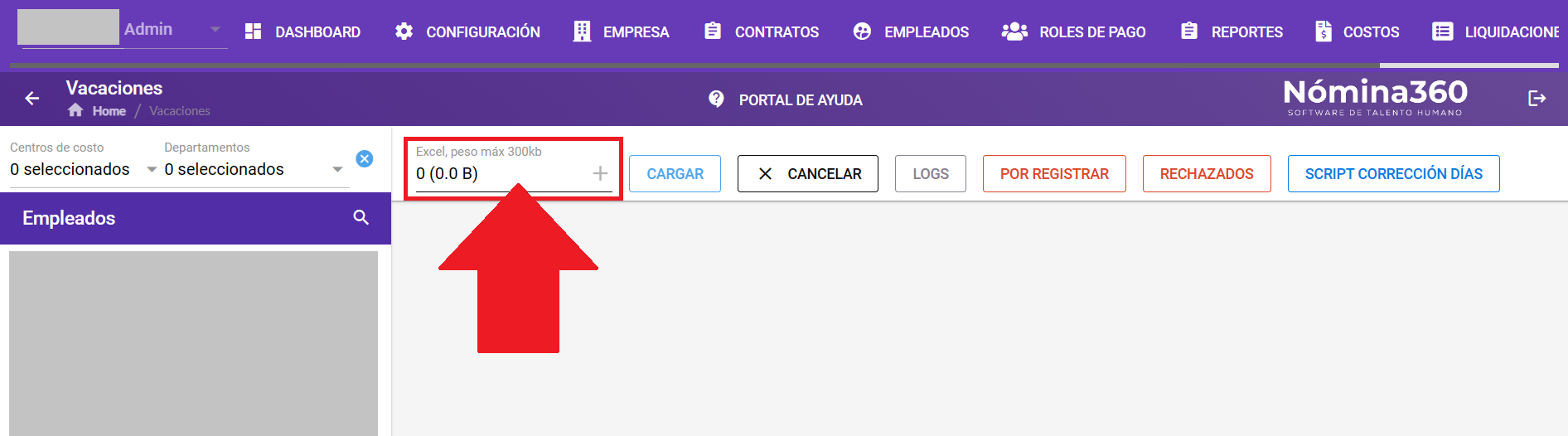 Botón + del campo Archivo en la ventana de carga masiva