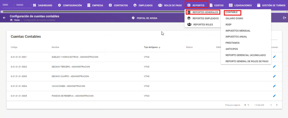 Configuración del Tipo de Egreso en Reportes Generales Contable