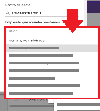 Formulario de edición con los campos de aprobadores del portal de autoservicio