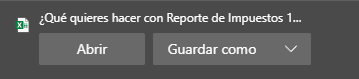 Cuadro de diálogo del navegador para guardar el archivo Excel