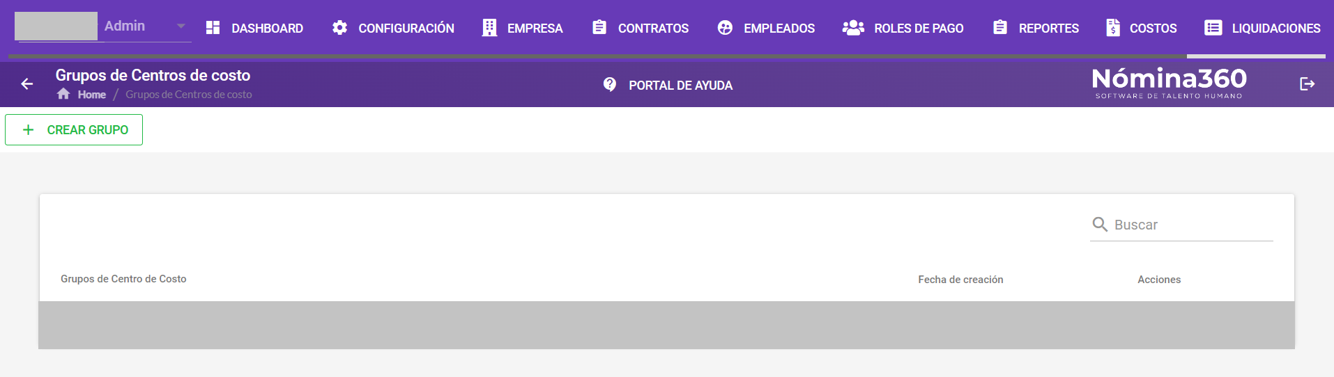 Listado completo de grupos de centros de costo