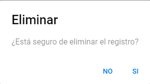 Cuadro de confirmación con la opción Sí