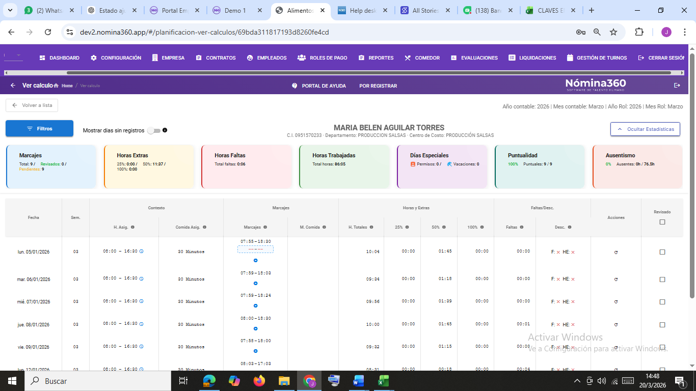 Modal de edición del turno asignado