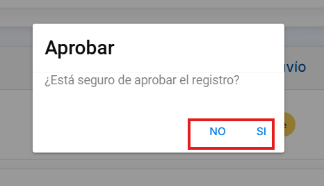 Ventana de confirmación al revertir la aprobación