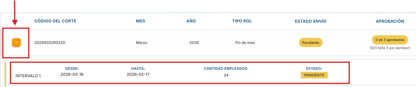 Cálculo expandido mostrando los intervalos asociados