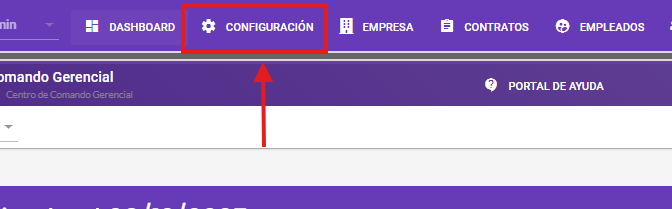 Menú Configuración en Nómina360