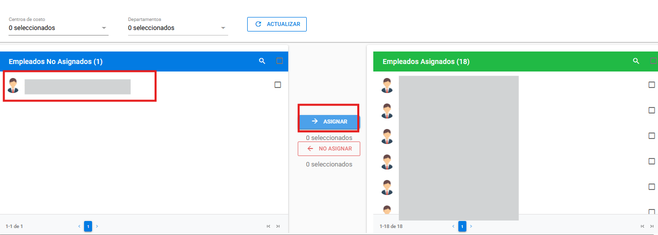 Selección de colaboradores para la asignación de turnos