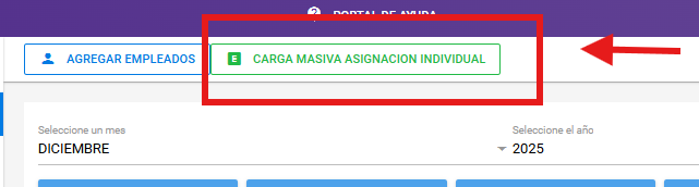 Opción Carga masiva asignación individual