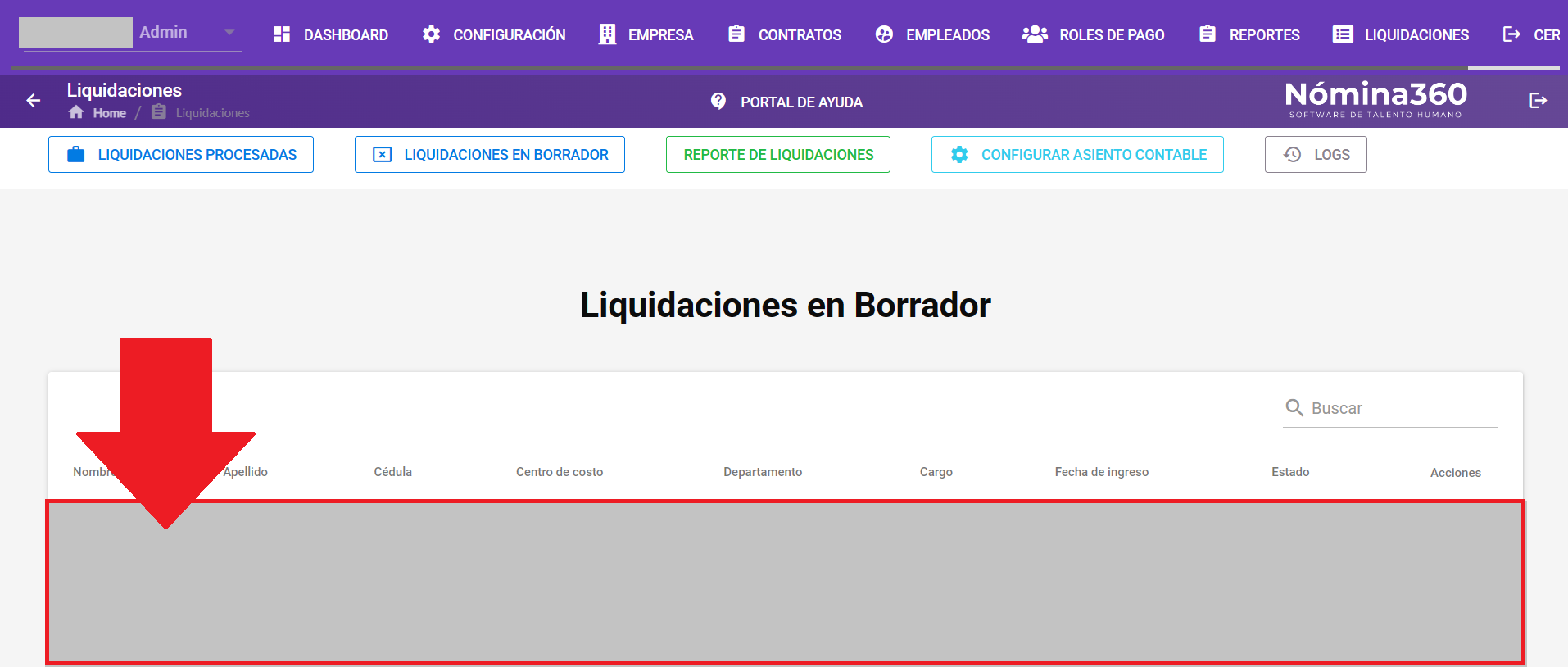 Listado de liquidaciones en borrador pendientes de revisión